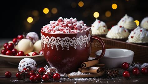 Homemade Hot Chocolate Warms Winter With Sweet Indulgence Generated By AI Stock Illustration