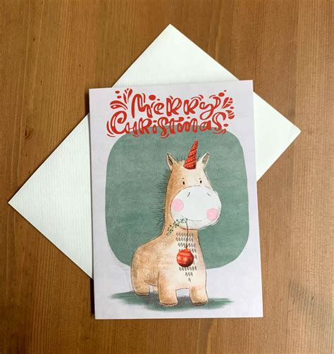 Klappkarte Weihnachten Einhorn Hilleart Illustration Design