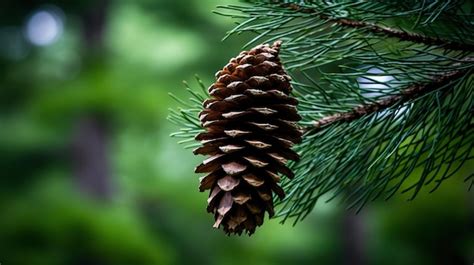 Premium AI Image | macro shot of the delicate pine tree needles