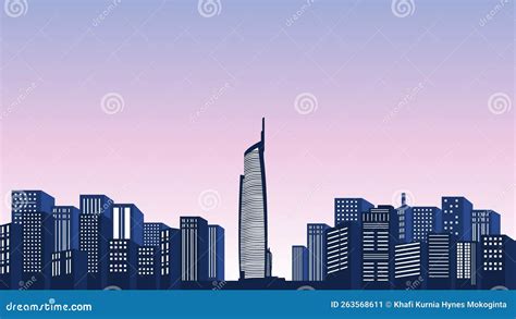 Almas City Tower Vector Background With Many Buildings Inside