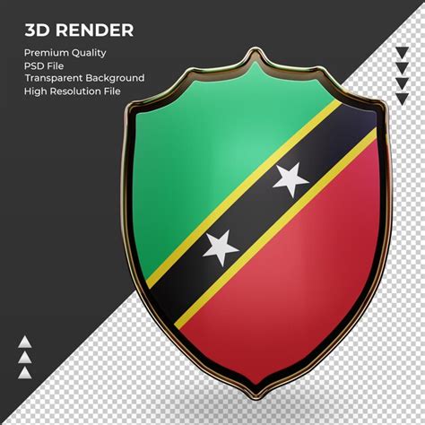 Premium PSD 3d Shield St Kitts And Nevis Flag Rendering Front View