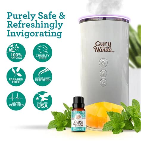 Guru Nanda Peppermint Essential Oil 10ML 2 Pack Green 2 Count