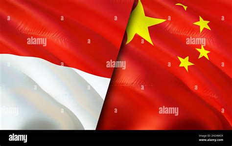 Indonesia and China flags. 3D Waving flag design. Indonesia China flag ...