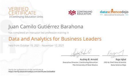 Juan Camilo Gutiérrez Barahonas Certificate Data Science Dojo