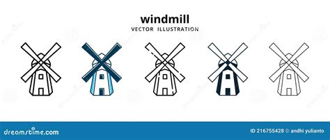 Various Typical Netherlands Dutch Windmill Farm Vector Logo Illustration Design Template Set