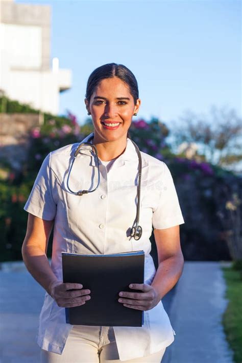 Latin Woman Doctor Portrait In A Mexican Hospital In Mexico Or Latin