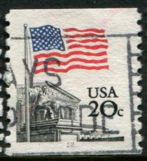 1895 US 20c Flag Over Supreme Court Coil Used PNS 12 United States