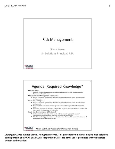 Solution Risk Management Class Lectures 199419158 Cgeit Risk