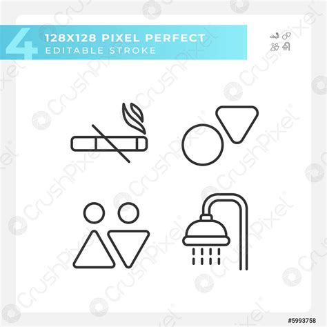 Toilet Signs And Service Pixel Perfect Linear Icons Set Stock Vector