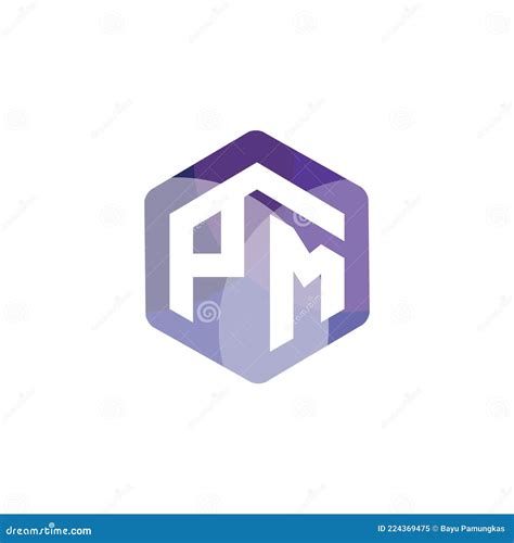 PM Initial Letter Hexagonal Logo Vector Stock Vector Illustration Of