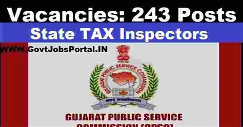 Gpsc Tax Inspector Recruitment 2020 Govt Jobs For 243 Tax Inspectors