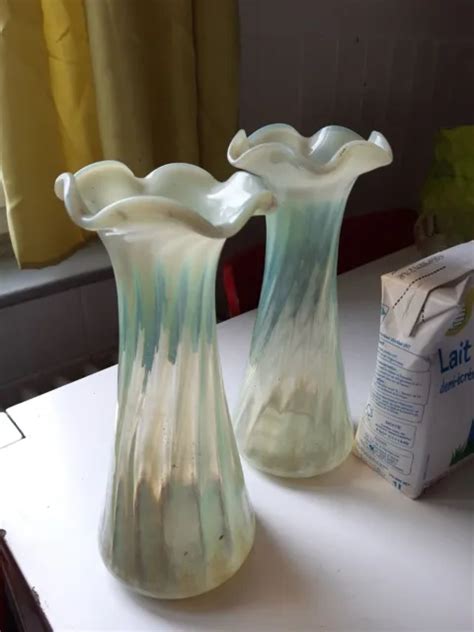 Ancienne Paire De Vases Art D Co En Verre Eur Picclick Fr