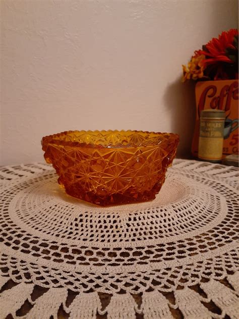 Vintage Amber Glass Trinket Dish Etsy