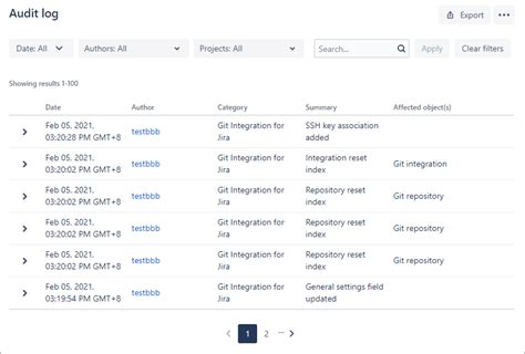 Audit Log Settings Git Integration For Jira Self Managed