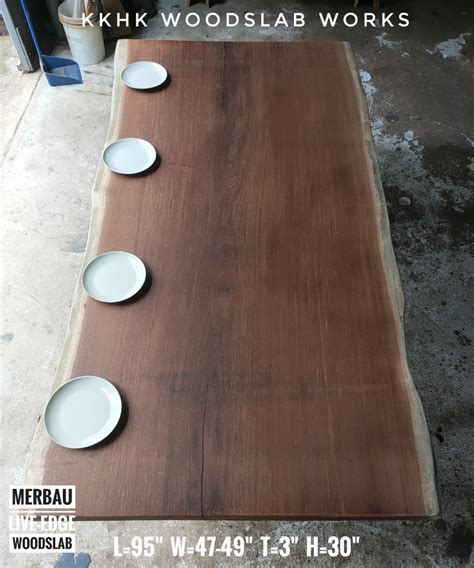 Ft X Ft Dining Table Meja Makan Merbau Solid Wood Slab Furniture