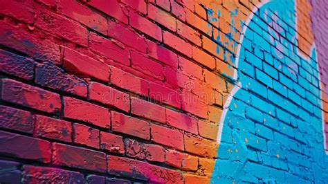 A Colorful Brick Wall with Graffiti on it Stock Image - Image of doodle ...