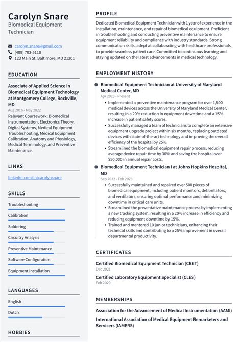 Top 12 Biomedical Equipment Technician Skills to Put on Your Resume