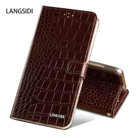 Langsidi Top Genuine Leather Cover Case For Samsung Galaxy A