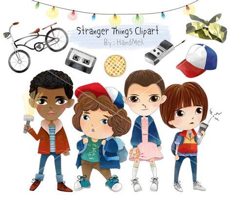 Cute Stranger Things characters set 1 clipart Instant