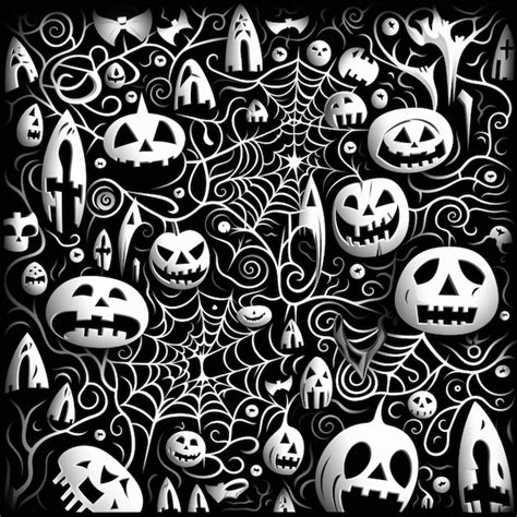 Premium Photo | A black and white halloween background with pumpkins ...