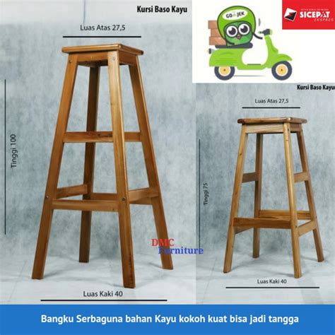 Jual Bangku Serbaguna Kursi Baso Kursi Cafe Bar Kayu Tangga Tinggi