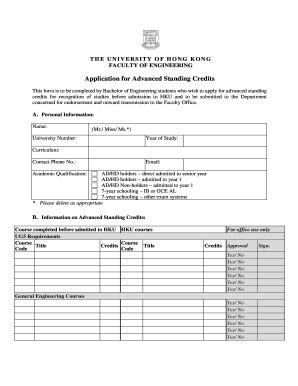 Hku Advanced Standing Fill Online Printable Fillable Blank Pdffiller