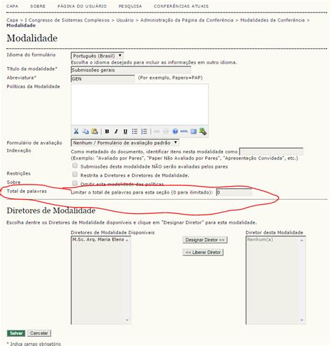 Limite de caracteres no resumo OCS SOAC Fórum do Instituto