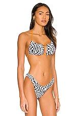 It S Now Cool The Square Tie Up Bikini Top In Wave Cheque REVOLVE