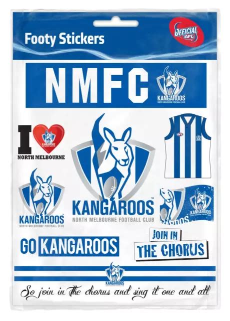 NORTH MELBOURNE KANGAROOS Official AFL Logo Sticker Sheet EUR 7,14 ...