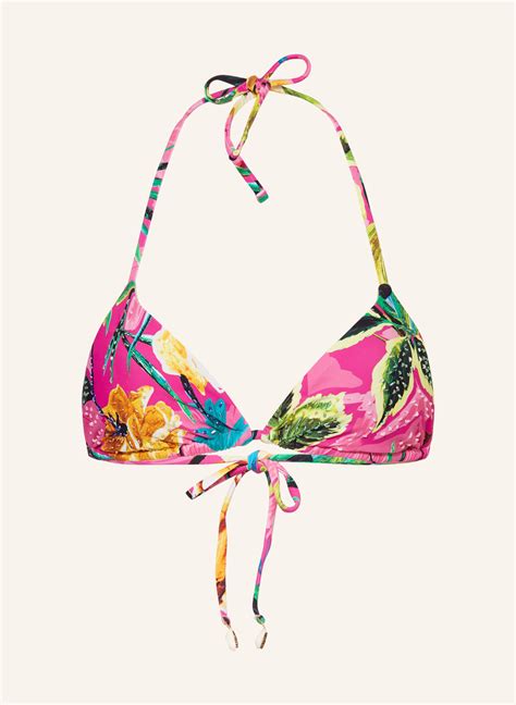 PQ Triangel Bikini Top BAHAMA BEACH mit Schmuckperlen in pink grün orange