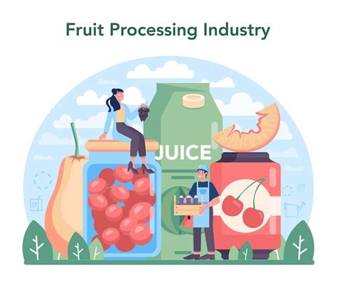 Industria Frut Cola Y Procesadora Ilustraci N De Vector Plano Aislado