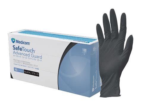 Safetouch Advanced Guard Nitrile Gloves Black Powder Free Standard