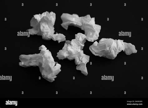 Used White Paper Tissues On Black Background Stock Photo Alamy