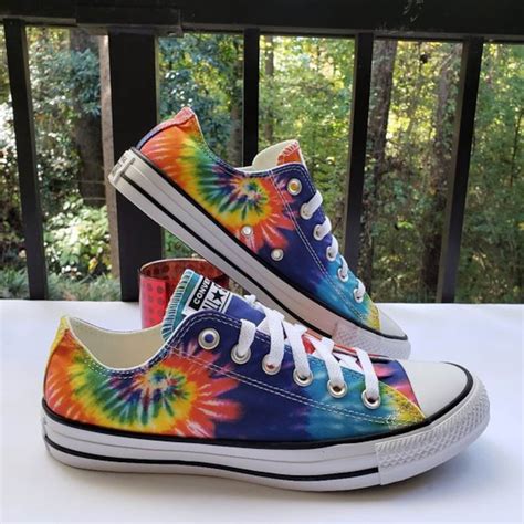 Tie Dye Converse Canvas Low S Multicolor Rainbow Custom W Etsy