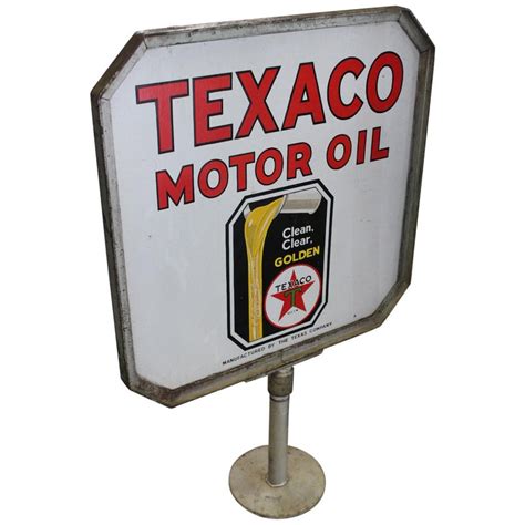 1930s Texaco Motor Oil Double Sided Porcelain Curb Sign For Sale At