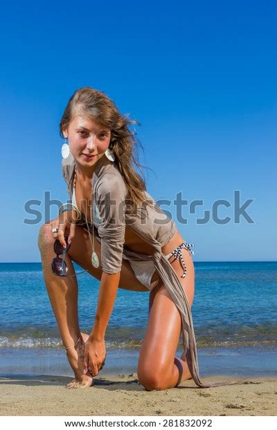 Portrait Happy Sexy Girl Bikini Posing Stock Photo Shutterstock