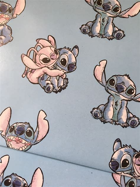 Disney Stitch Angel Inspired Gift Wrap Blue Wrapping Paper 2 Etsy