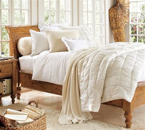 Ashby Sleigh Bed Rustic Pine Finish Pottery Barn Rustic Bedroom