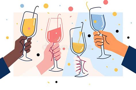 Hands Clinking Champagne Glasses Celebration Toast Stock Illustration Illustration Of