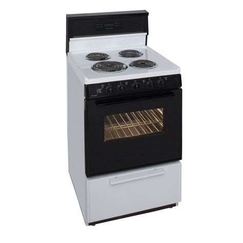 Premier 24 In 4 Elements 2 9 Cu Ft Freestanding Electric Range White Black In The Single Oven