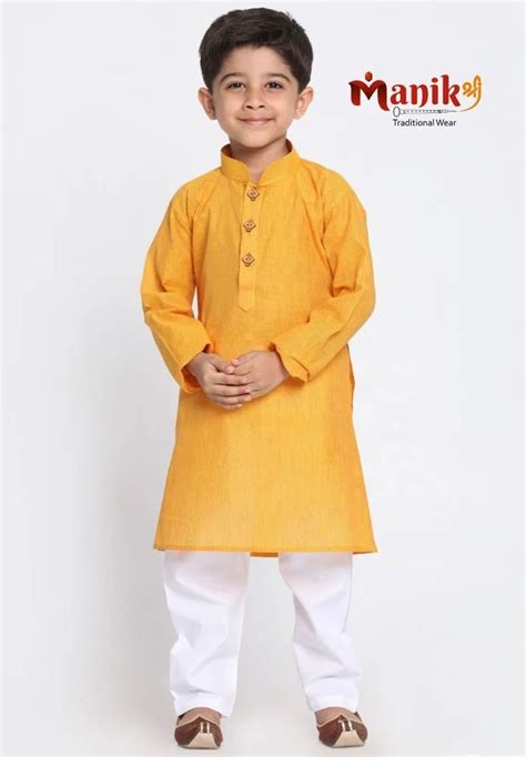 Solid Yellow Mustards Cotton Kurta Pajama At Rs Piece In Indore