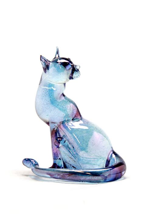 Glass Cat Sitting Glass Animals Glass Art