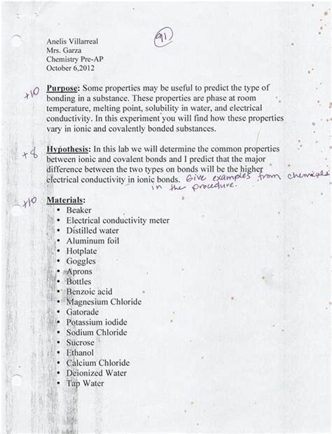 Sample Lab Report Sharyland High School