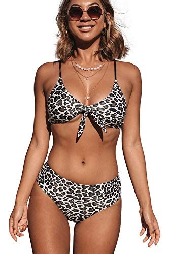 Buy Beachsissi Women S Bikini Swimsuits Knot Front Leopard Print 2