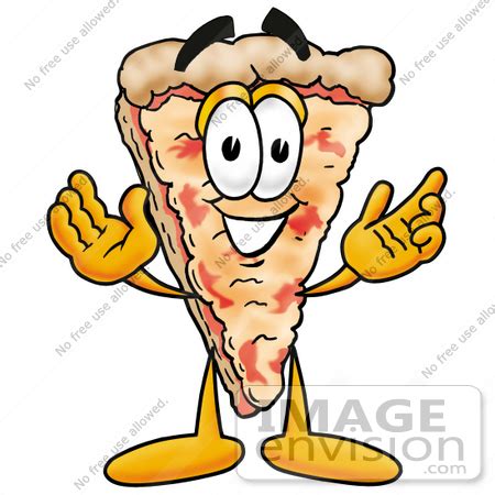 Clip Art Graphic of a Cheese Pizza Slice Cartoon Character With ...