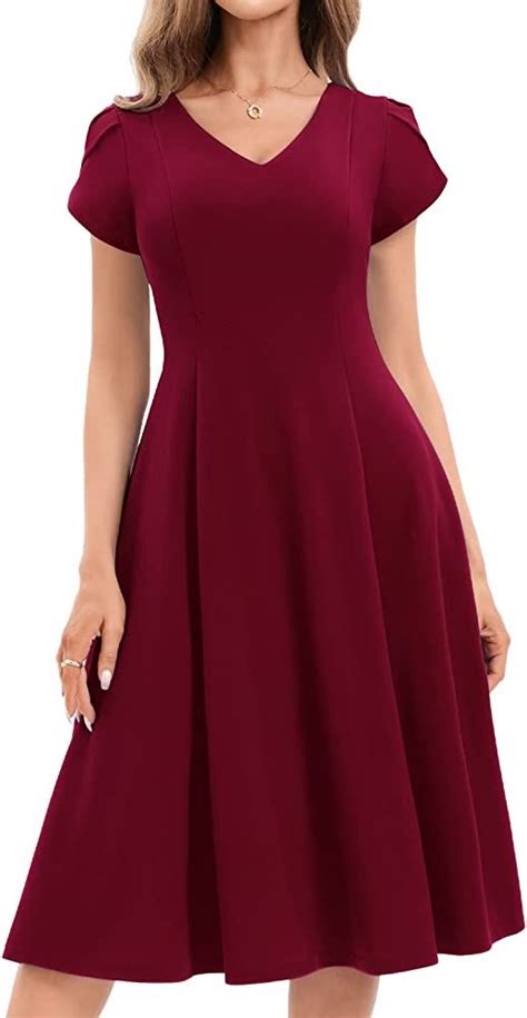 Tea Length Cocktail Dress For Women Wedding Guest Fall Midi Dress