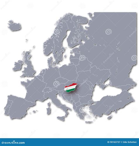 Map Of Europe With Hungary Stock Illustration Illustration Of Republic