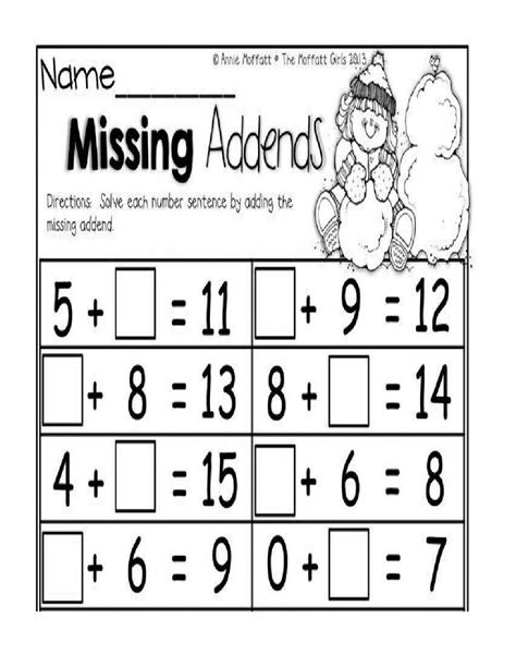 Missing Addend Word Problems Worksheet Free Printout For Children