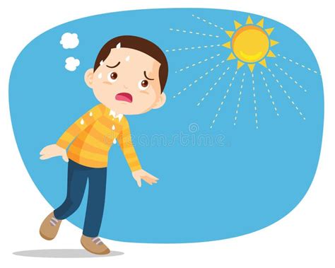 Boy Too Hot Thirsty From Heat Of The Summer Sun Stock Vector