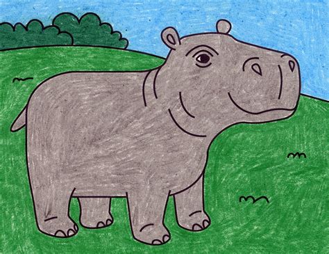 Hippo Drawing Outline